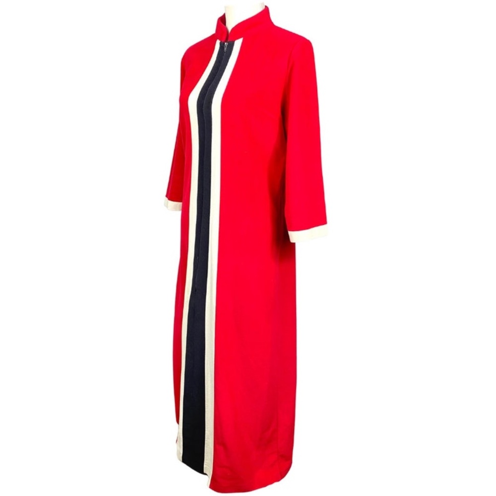Vintage Velour Robe 1970's Vintage JcPenney Mod Red Misses Loungewear Robe